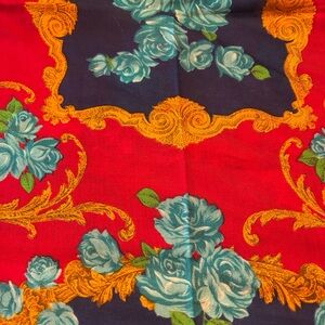 Floral Baroque Red & Teal Scarf